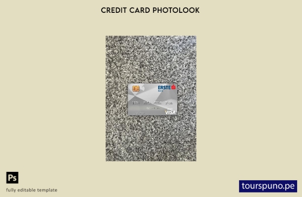 listo para imprimir plantilla frontal de aspecto fotográfico de tarjeta visa Ers